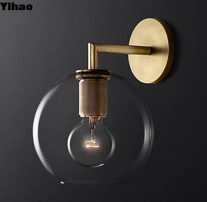 Buy Blown Glass Shade Modern Sconces Living Room Internal Wall Lights 40W online manufacture