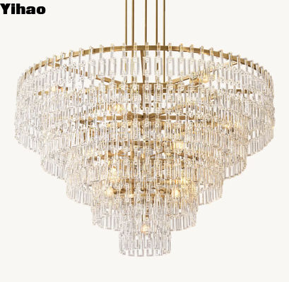 Buy Brass Crystal Farmhouse Large Foyer Pendant Light Chrome Finish online manufacture