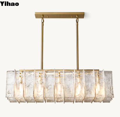 Buy Lattice Rectangular Modern Glass Chandelier 49'' Ceiling Mounted online manufacture