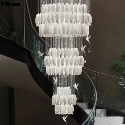 Buy Crystal Glass Luxury Staircase Chandelier Lighting Solution online manufacture