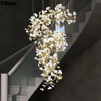 Buy Ceiling Mounted Contemporary Staircase Gingko Chandelier OEM online manufacture