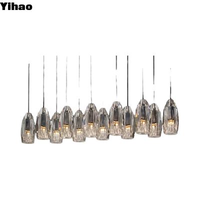 Buy Modern Brass Crystal Chandelier Linear Pendant Light with Warm White 3500K LED and 5-Year Warranty for Ceiling Installation online manufacture