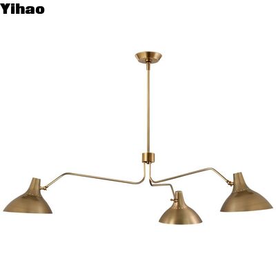buy YH Industrial Vintage Copper Brass Crystal Chandelier with Warm White 3500K LED Light and Adjustable Height for Kitchen Living Room online manufacture