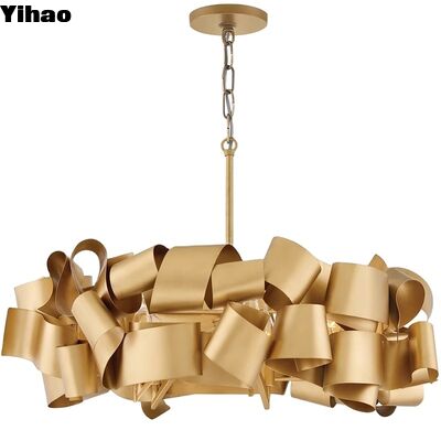 buy Yihao Luxury Modern Adjustable Height Brass Crystal Chandelier with Warm White 3500K LED and 3-Year Warranty online manufacture