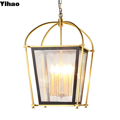 buy Yihao Custom Simple Creative Design Brass Cage Lantern LED Hanging Pendant Light with 3-Year Warranty for Kitchen Island online manufacture
