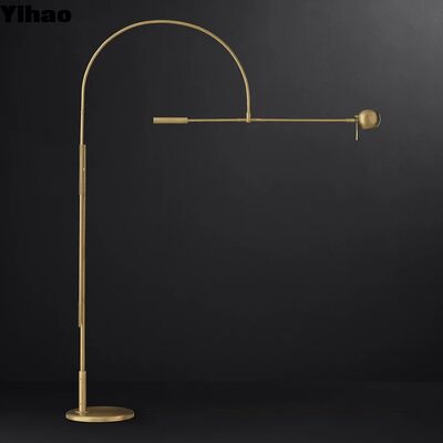 buy Adjustable Height Brass Floor Lamp with 3500K Warm White LED for Modern Living Room and Bedroom online manufacture