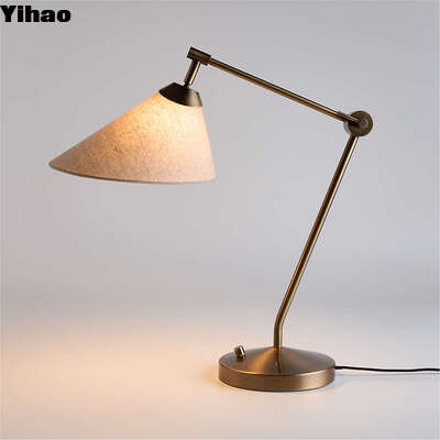 buy Antique Burnished Brass Table Lamp with Natural Linen Shade and Drum Shaped Design for Indoor Living Room online manufacture