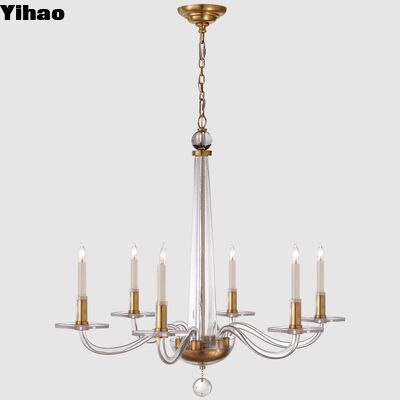 buy Modern Luxury Brass and Glass LED Pendant Light Chandelier with 50000 Hours Lifespan for Hotel Living Room online manufacture