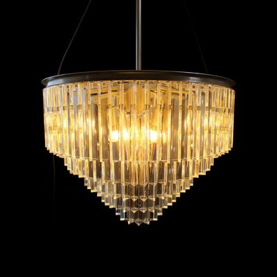 buy Brass Body Crystal Shade Suspended Pendant Light with 3500K Warm White LED Chandelier online manufacture