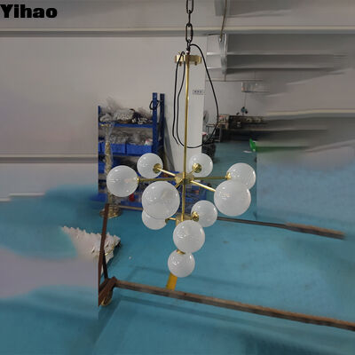 buy Yihao Modern Luxury Hand Blown Glass Chandelier with Brass Body and E12 Bulb Base for Living Room and Bedroom online manufacture