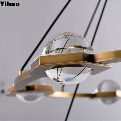 buy Brass Body Crystal Shade Chandelier with 3500K Warm White LED for Living Room and Kitchen online manufacture