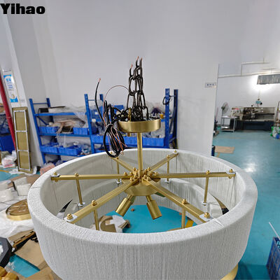 buy Pure Handmade Brass Body Luxury Chandelier with Fabric Shade for Living Room and Hotel online manufacture