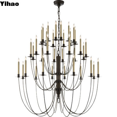 buy American Classical Luxury 3500K Warm White Adjustable Height Chandelier with 36,000 Hours Lifespan for Villa Hotel Lobby online manufacture