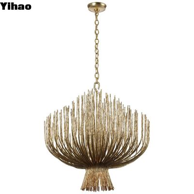 buy Nordic Style Brass Body Chandelier with Adjustable Height and Crystal Shade for Modern Home Office Lighting online manufacture