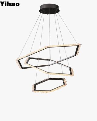 buy Adjustable Height Crystal Shade Chandelier with 3500K Warm White Light for Modern Interiors online manufacture