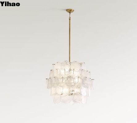 buy Yihao Brass Body Pendant Chandelier with 2700K Warm White Light and Adjustable Height for Living Room online manufacture