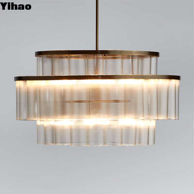 buy Brass Body K9 Crystal Shade 3500K Warm White Luxury Pendant Chandelier Ceiling Light online manufacture