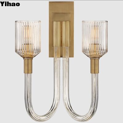 buy Modern Copper Wall Lamp with 2700K Warm White Light and Glass Shade for Living Room and Bedroom online manufacture