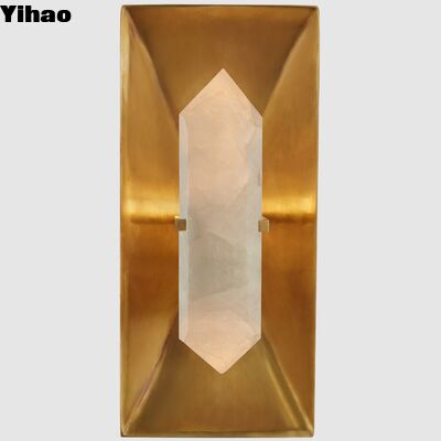 buy Nordic Simple Style Copper Wall Lamp with Stone Shade and 2700K Warm White Light for Living Room online manufacture