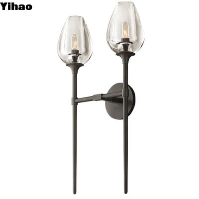 buy Yihao Vintage Solid Brass Wall Lamp with Glass Crystal Shade and 2700K Warm White Lighting online manufacture