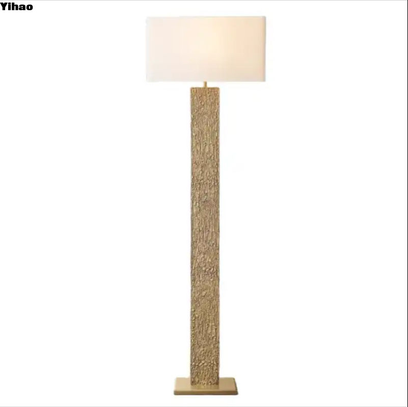 OEM Fabic Shade Dimmable Brass Standing Floor Lamp AC 85-265V