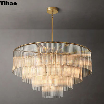 Copper Glass Crystal Chandelier Ceiling Light Amadeo Round Chandelier 40''