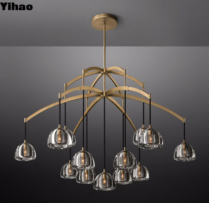 Nickel / Brass / Bronze Art Deco Chandelier Vintage 20'10''