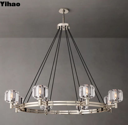 Nickel / Brass / Bronze Finish Custom Made Chandelier Ceiling Mount 48'' Diam 7'' H