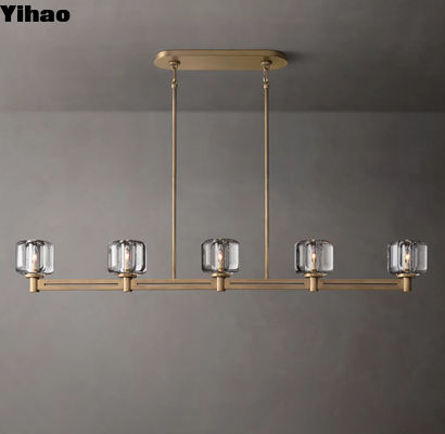 Brass Restoration Hardware Linear Chandelier With E12 Bulbs