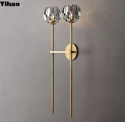 Hexagonal Clear K9 Glass Wall Mounted Bedside Lamps Polished Nickel Finish