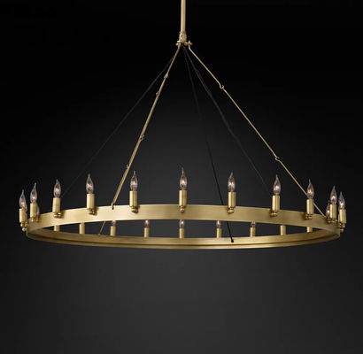 Farmhouse Style Vintage French Country Chandelier With Brass Iron Embellishments