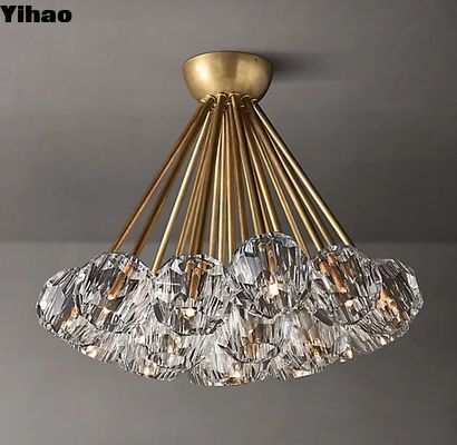 Clear K9 Glass Luxury Ceiling Lights Polished Nickel Finish