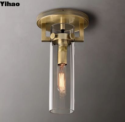 Hardwired Brass Flush Mount Luxury Ceiling Lights With Lacquered Burnished Brass Frame