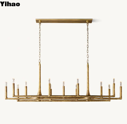 72'' Vintage Farmhouse Chandelier With G9 Antique Brass Lantern Pendant Light