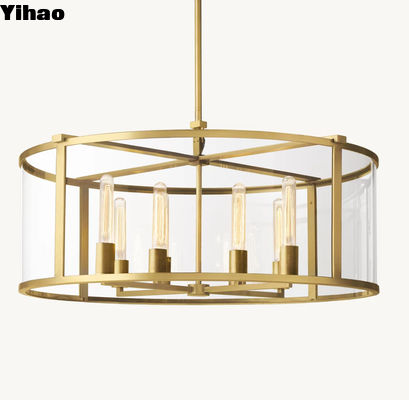 Brass Glass Contemporary LED Foyer Chandelier Lighting With 60 Watts Bulb