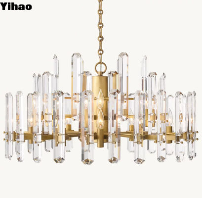 OEM ODM Modern Crystal Brass Ceiling Chandelier With Incandescent Bulb Type