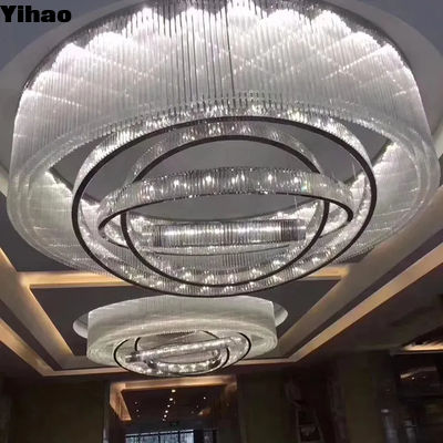 E14 / E12 Hotel Lobby Chandelier Wedding Venue Chandelier With Crystal Lamp Arm