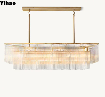 Amadeo Rectangular Modern Glass Chandelier Hardwired 110-240V