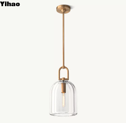 Cylinder Shape Glass Suspended Pendant Light Botanist Cloche Pendant Hardwired