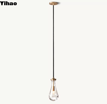 Nickel / Brass / Bronze Suspended Kitchen Rain Glass Pendant Lighting