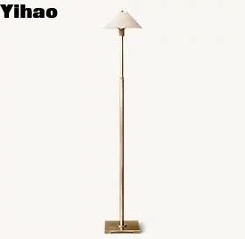 Ivory Linen Slope Shade Modern LED Tripod Floor Lamp Adjustable Height