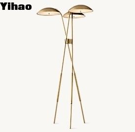 Hardwired Contemporary Floor Lamps Lacquered Burnished Brass Marble Floor Lamp