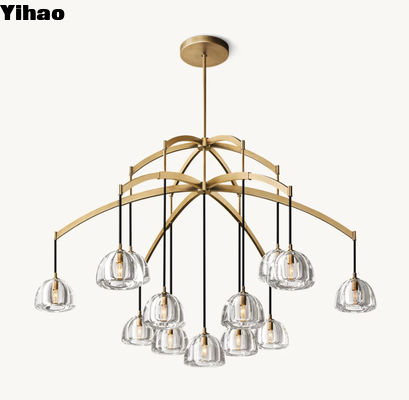 Polished Brass Crystal Contemporary Ceiling Chandeliers Hardwired