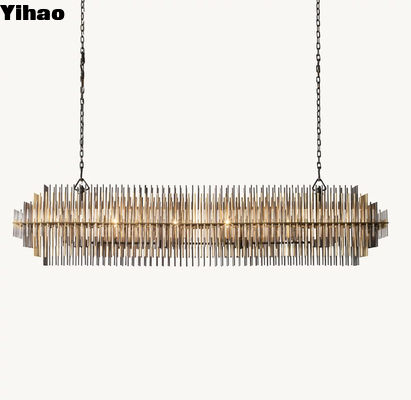 Brass Glass Hanging Black LED Foyer Chandelier Chrome Finish 60 Watts