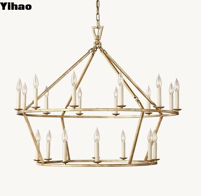 Custom Brass Chandelier with Downward Lamp Cup Direction and Candelabra Bulb Type