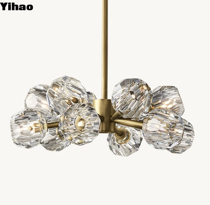 Brass Crystal Ball Clear Glass Round Chandelier 24'' Bronze Lacquered Burnished