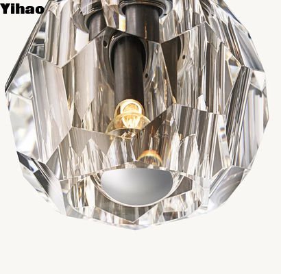 Clear Glass Petite Flushmount Ceiling Light with Embedded Crystal and Brass Finish