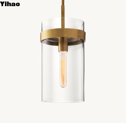 Hardwired Power Source Simple Brass Glass Single Chandelier Ravelle Pendant 10