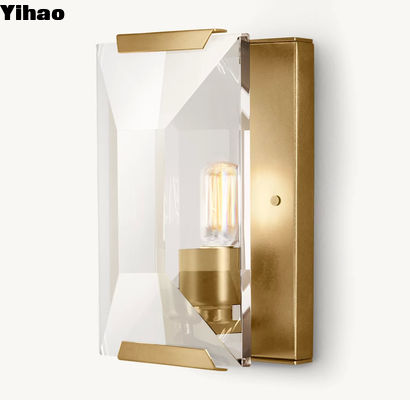 Diamond Cut Brass Crystal Bedroom Wall Lamp Harlow Crystal Sconce