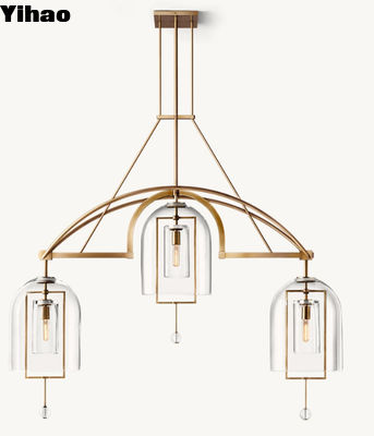 43 kg Fulcrum Linear Brass Crystal Chandelier with Dimension 155cm W x 34cm D x 142cm H